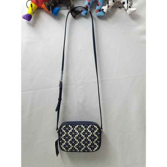 Kate Spade New York Blue Canvas Leather Trim Floral Crossbody Bag - NWT $279 - Picture 6 of 16